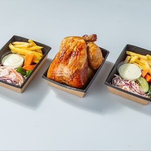 Целая курица гриль с двойным гарниром 