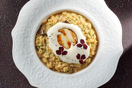 Ризотто с белыми грибами и эспумой из пармезана