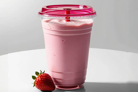 Молочный коктейль Клубничный с тапиокой или джус-боллами