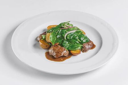 Тёплый салат с куриной печенью