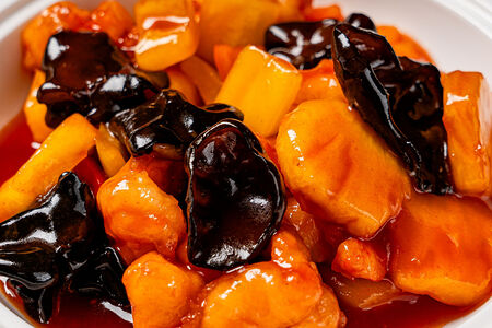 Тигровые креветки в кисло-сладком соусе