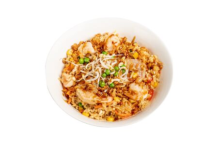 Жареный рис с креветками