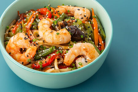 Удон с креветками