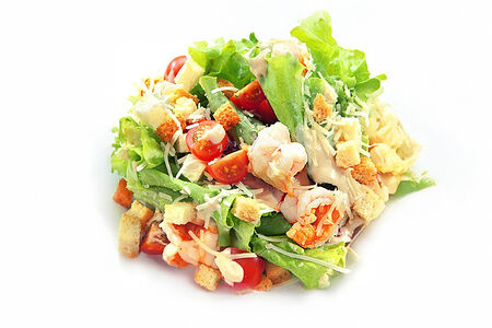 Салат Цезарь с креветками