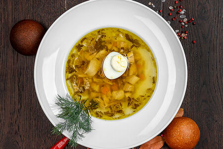 Бульон куриный с яйцом