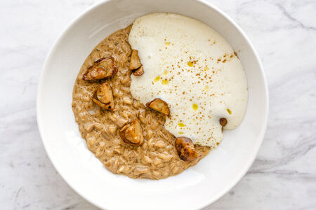 Ризотто с белыми грибами и кремом из пармезана