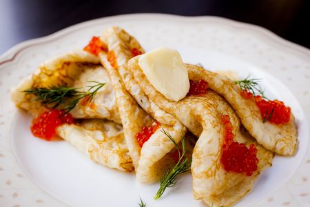Блины с красной икрой