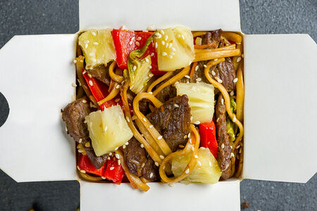 Вок По Гавайски с говядиной с лапшой удон