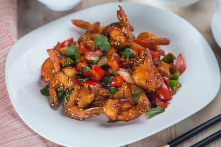 Тигровые креветки с болгарским перцем