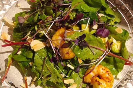 Зеленый салат с креветками