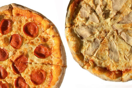 Комбо-пицца Мясной сет, Пепперони, Ветчина и грибы