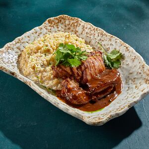 Курица на гриле со сливочным булгуром