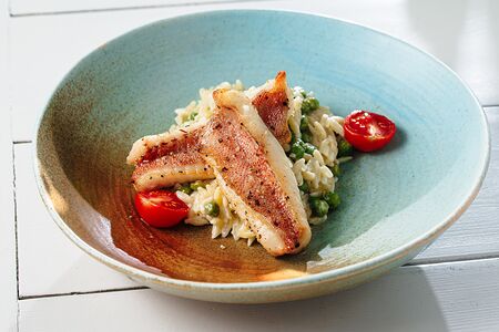 Филе окуня с орзо