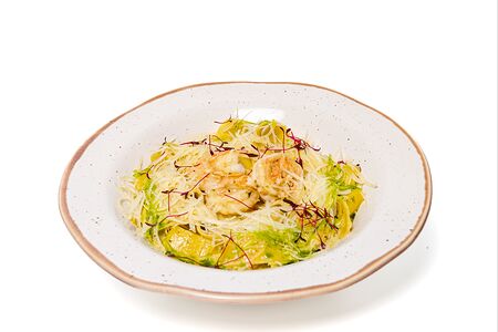 Паппарделле с соусом песто и креветками