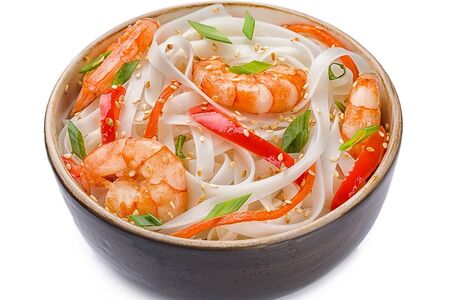 Лапша рисовая с тигровой креветкой