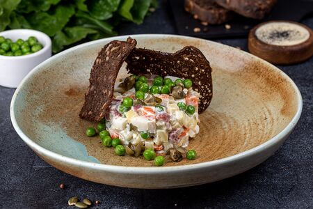 Оливье с копчёным гусем