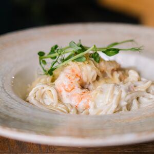 Паста с креветками в сливочном соусе