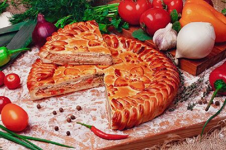 Пирог Лазанский говядина, помидоры 