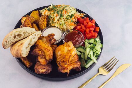 Шашлык из курицы с гарниром