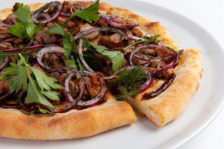 Хачапури с мясом и домашним барбекю