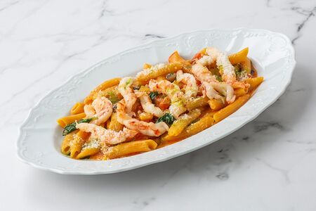 Паста Арабьята с аргентинскими креветками