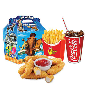 Стрипс+фри+напиток на выбор+маленькая игрушка