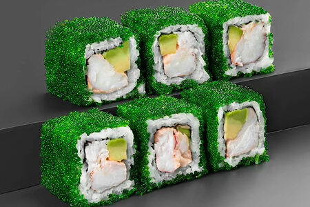 Калифорния с крабом спайси с авокадо зелёная