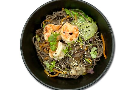 Вок соба креветки