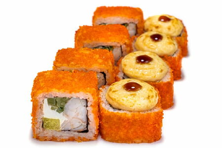 Запечённый ролл Малибу с креветкой