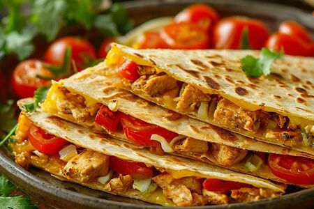 Кесадилья с курицей и томатами
