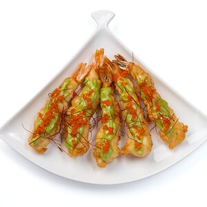 Креветки в кляре с васаби