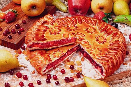 Пирог Клюква-яблоко 