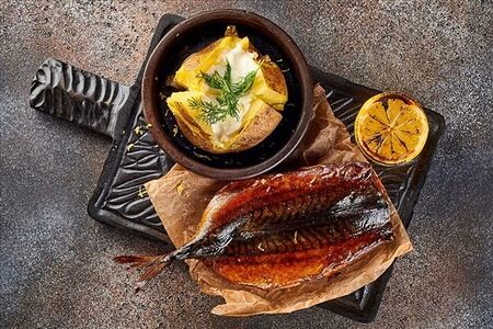 Подкопченная скумбрия в цитрусах