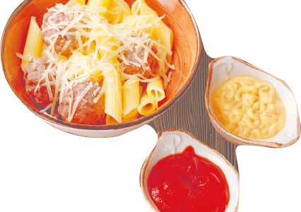 Детская паста пеннэ с фрикадельками