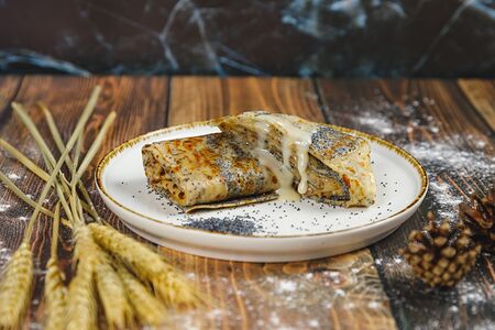 Блин Маковый с грецким орехом и сгущенным молоком