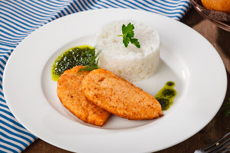 Котлеты из семги с рисом