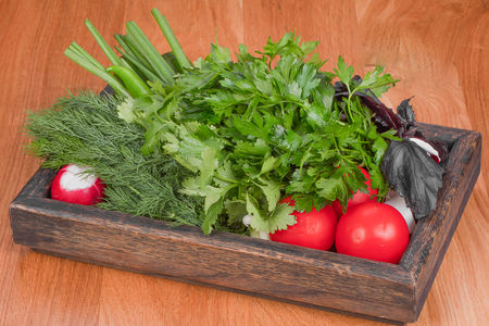 Свежие овощи с зеленью