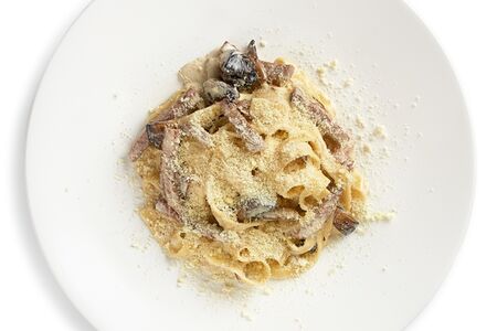 Паста Феттучини со свининой и грибами