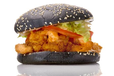 Бургер с курицей и креветками карри