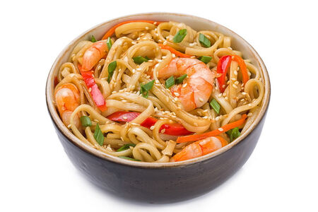 Удон с тигровыми креветками