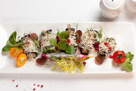 Рулетики из баклажана с ореховой начинкой