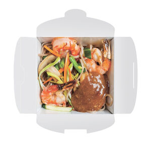 Креветка с лапшой соба в китайском соусе