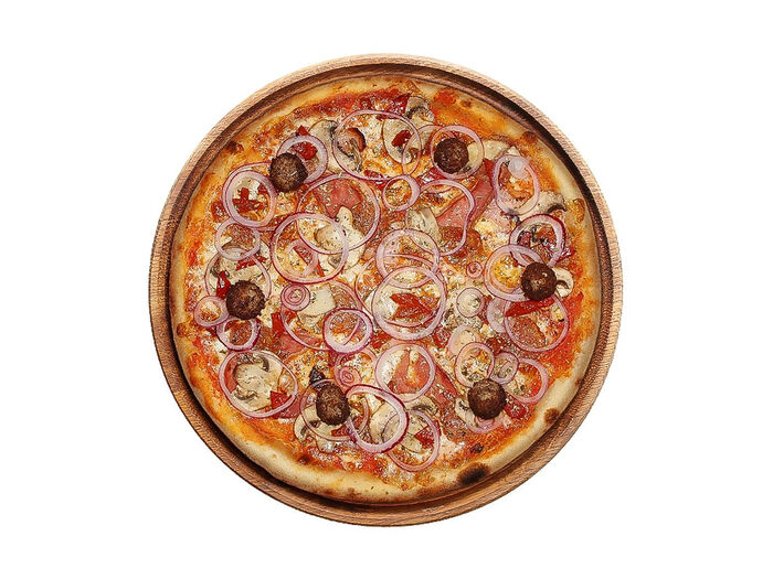 Березка пицца. Пицца мясная с беконом. Пицца 24 см фото. Пицца с красным луком и гранатом. Массима пицца.