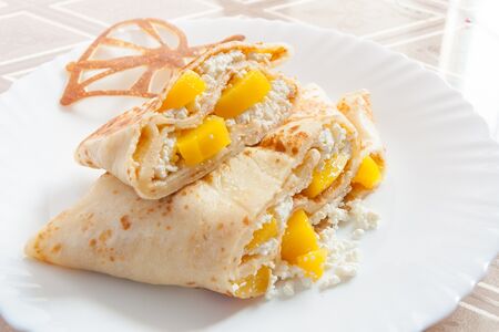 Блин творог и персик