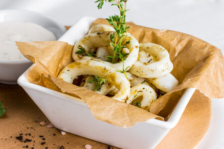 Кольца кальмара на гриле