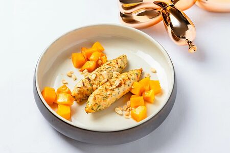 Люля из креветок и лангустинов с тыквой