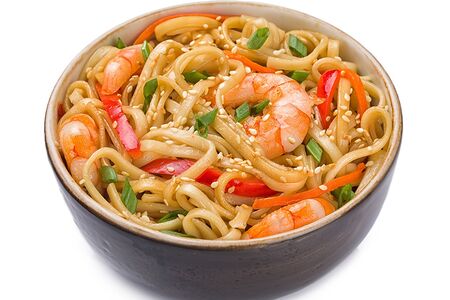 Лапша пшеничная с тигровой креветкой