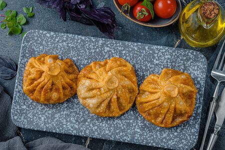 Хинкали жареные со свининой и говядиной