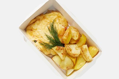 Свинина по-милански с запеченным картофелем 