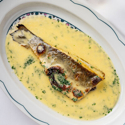 Сибас в хоспере с соусом лемон баттер